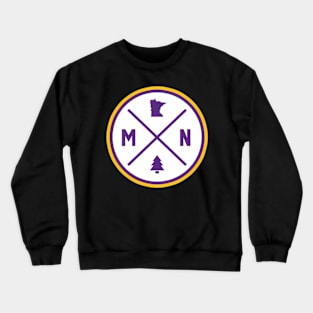 Minnesota Mn Circle Patch Purple And Yellow Crewneck Sweatshirt